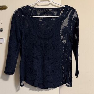 H&M Dark Blue Lace Blouse